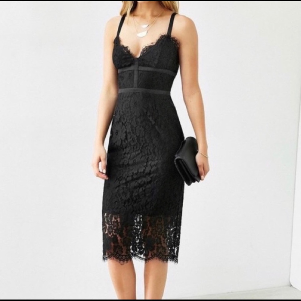 Express Black Lace Midi Dress